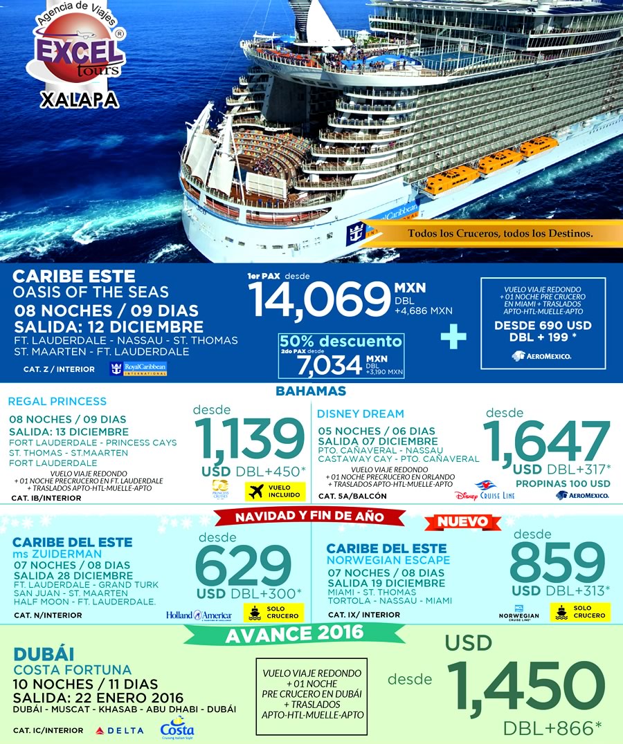crucerosdiciembre Agencia de Viajes Excel Tours Xalapa